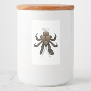 Coconut crab cartoon illustration food label