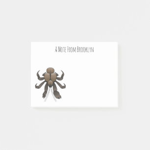 Coconut crab cartoon illustration post-it notes