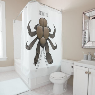 Coconut crab cartoon illustration shower curtain