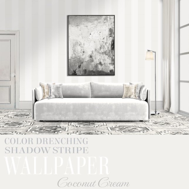 Coconut Cream Six Inch White Shadow Stripe Wallpaper (Creator Uploaded)