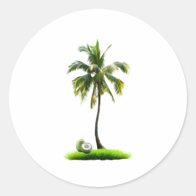 Coconut Day Tree Fruit Classic Round Sticker (Front)
