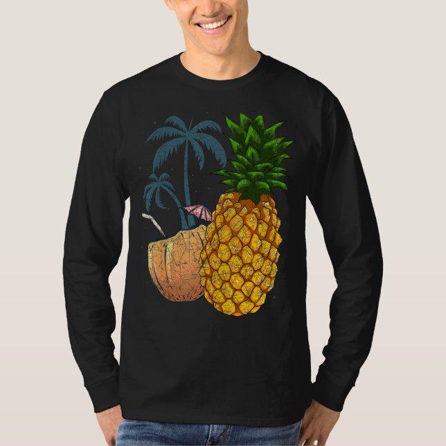 Coconut Fruit Palm Trees Tropical Summer Vacation  T-Shirt (Front)