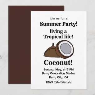 Coconut Fruit Tropical Summer Party Invitation