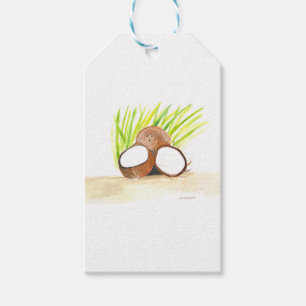 Coconut fruit watercolor Tropical Food Summer Cute Gift Tags