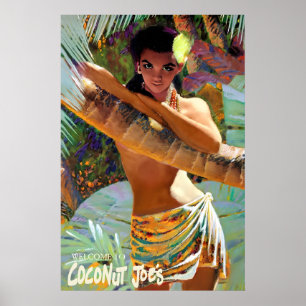 Coconut Joe's Vintage Polynesian Pop Promo Poster