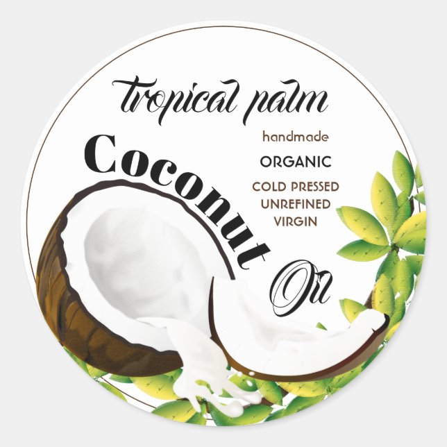 Coconut Oil Classic Round Sticker (Front)