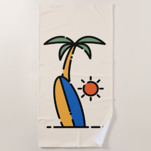 Coconut Palm & Surfboard Kids Beach Towel
