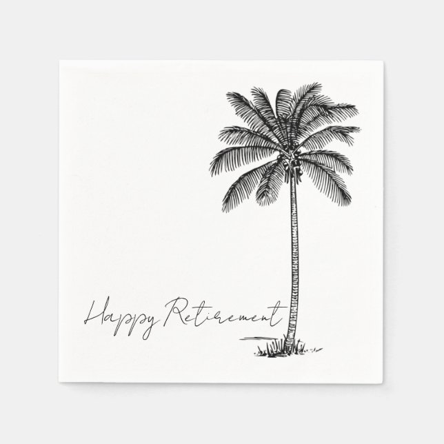 Coconut Palm Tree Tropical Minimal Retirement Napkin (Front)