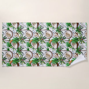 Coconut Palm Tree Tropical Pattern Design Beach Towel