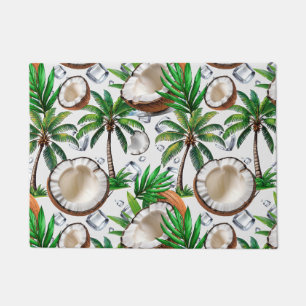 Coconut Palm Tree Tropical Pattern Design Doormat