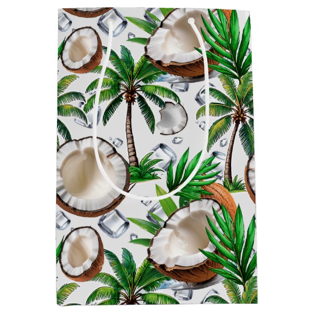 Coconut Palm Tree Tropical Pattern Design  Medium Gift Bag (Front)