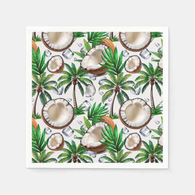 Coconut Palm Tree Tropical Pattern Design  Napkin (Front)