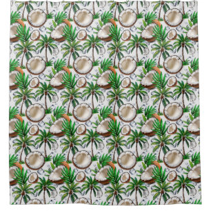 Coconut Palm Tree Tropical Pattern Design Shower Curtain