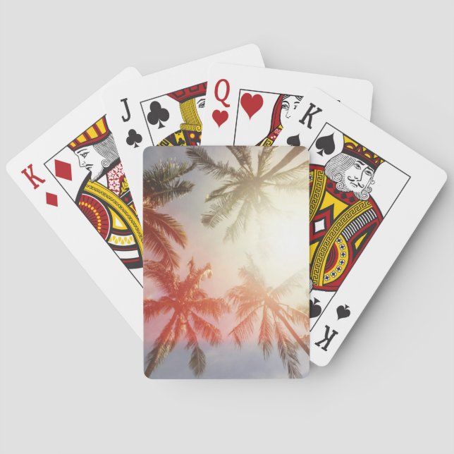 Coconut Palm Trees Against the Sun Playing Cards (Back)