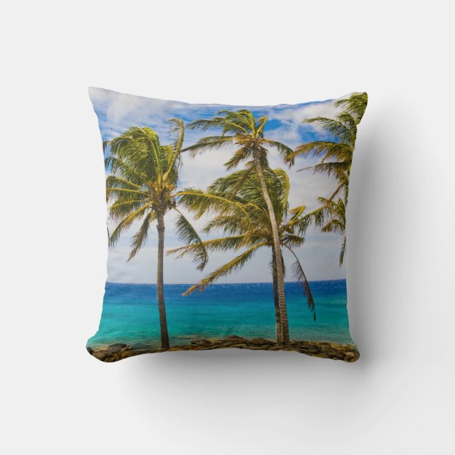 Coconut palm trees (Cocos nucifera) swaying in Cushion (Front)