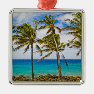 Coconut palm trees (Cocos nucifera) swaying in Metal Tree Decoration