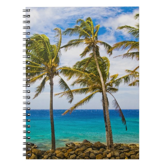 Coconut palm trees (Cocos nucifera) swaying in Spiral Notebook (Front)