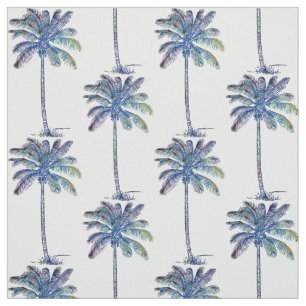 Coconut Palm Trees Pattern Coloured Pencil Drawing Fabric