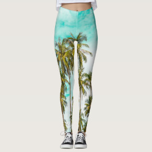 Coconut Palm Trees Vintage Filter. Leggings