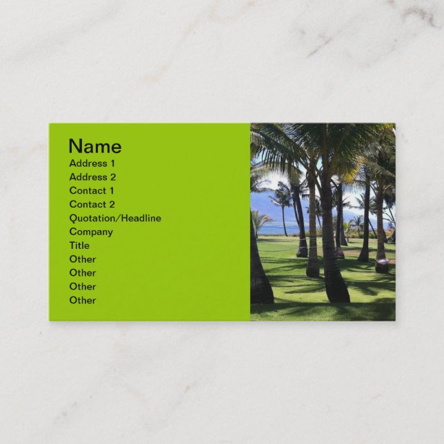 Coconut Palms Nui Hawaii Business Card (Front)