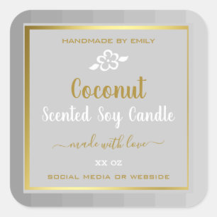 Coconut Product Packaging Labels Gold Light Grey