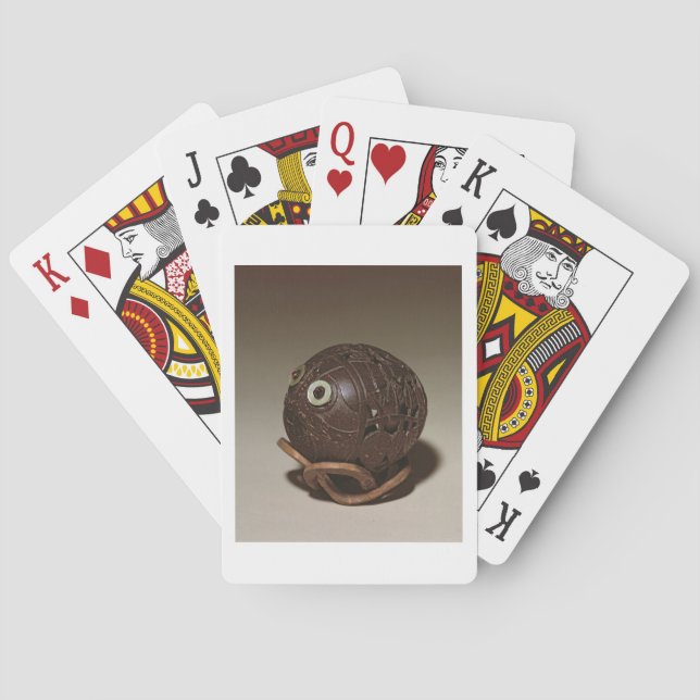 Coconut sculpted into a face, circa 1895 playing cards (Back)