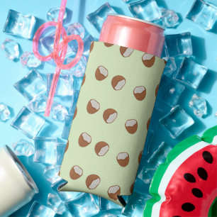 Coconut slices on green seltzer can cooler