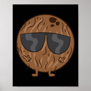 Coconut Summer Fruit Coconut With Sunglasses Love  Poster