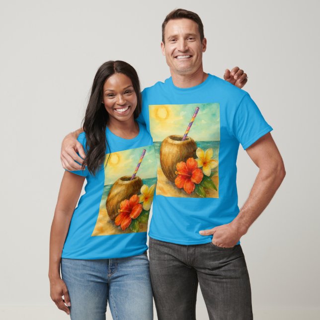 Coconut t-shirt on the beach  (Unisex)