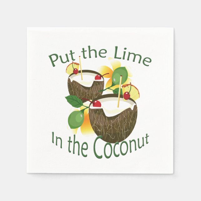 Coconut Tiki Bar Cocktail Paper Napkin (Front)