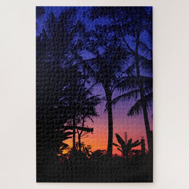 Coconut tree at the break of dawn 1014 pieces jigsaw puzzle (Vertical)