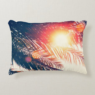 coconut tree at tropical coast, made with Vintage  Decorative Cushion