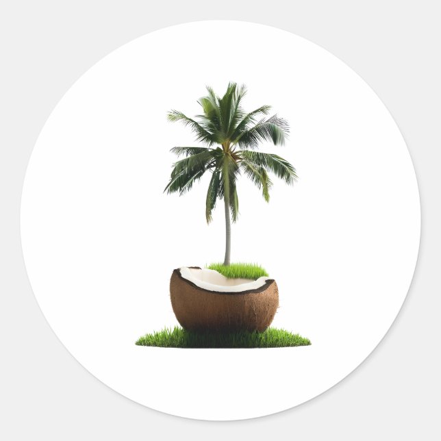 Coconut Tree Fruit Classic Round Sticker (Front)