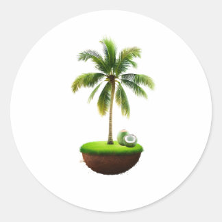 Coconut Tree Fruit Classic Round Sticker