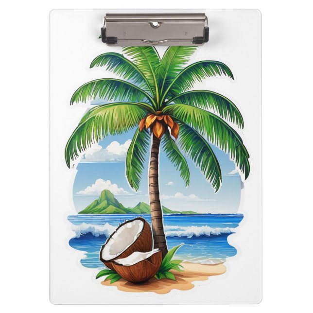 Coconut Tree Tropical Island Clipboard (Front)
