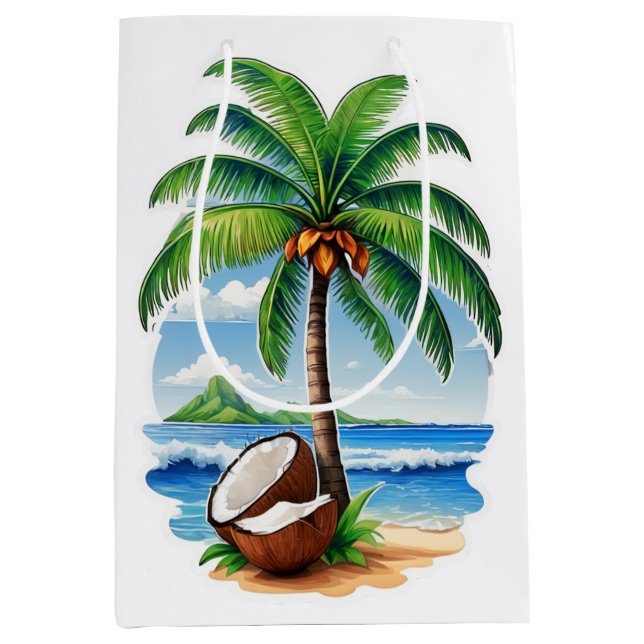 Coconut Tree Tropical Island Medium Gift Bag (Front)