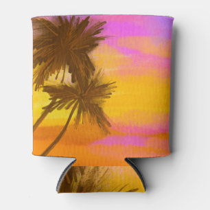 Coconut tree, tropical summer theme. can cooler