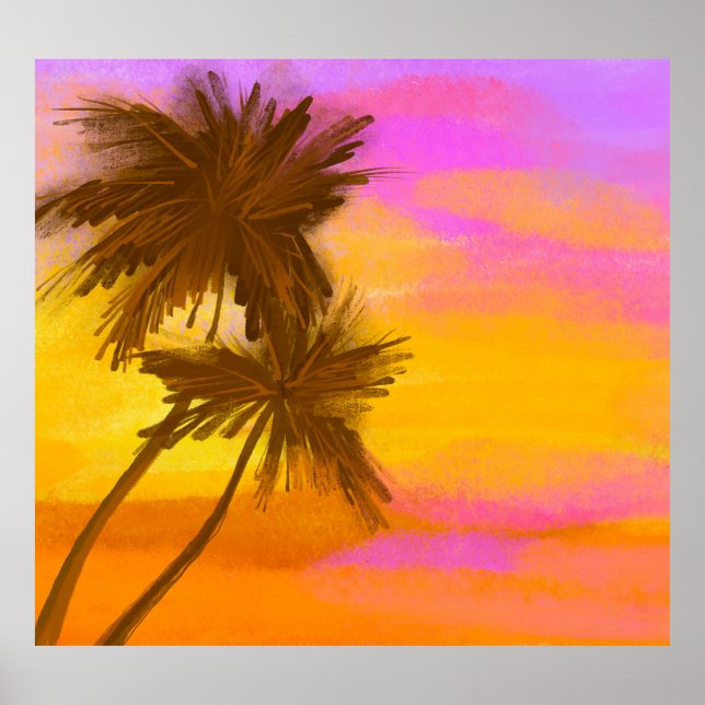 Coconut tree, tropical summer theme. poster (Front)