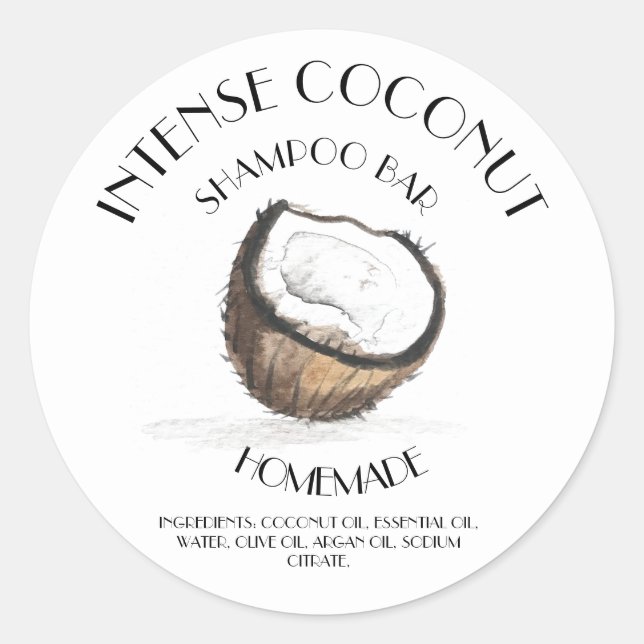 Coconut Vanilla Homemade Ingredients Typography Cl Classic Round Sticker (Front)