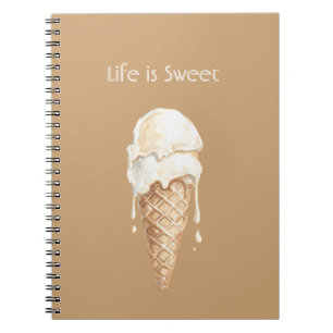 Coconut Vanilla Ice Cream Cone Notebook