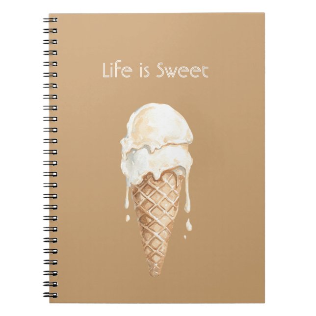 Coconut Vanilla Ice Cream Cone Notebook (Front)