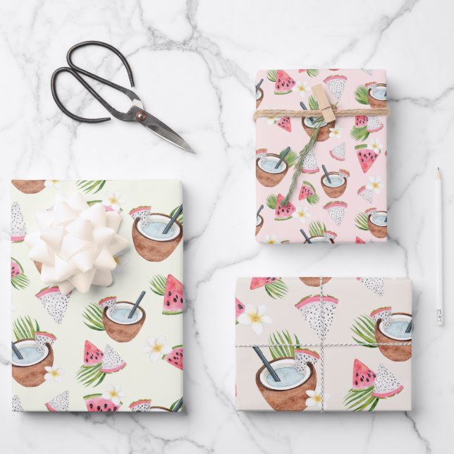Coconut Watermelon Smoothie Wrapping Paper (Front)