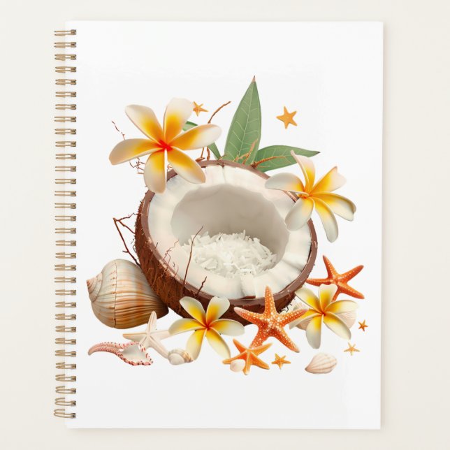 Coconut with Flowers and Shells Planner (Front)