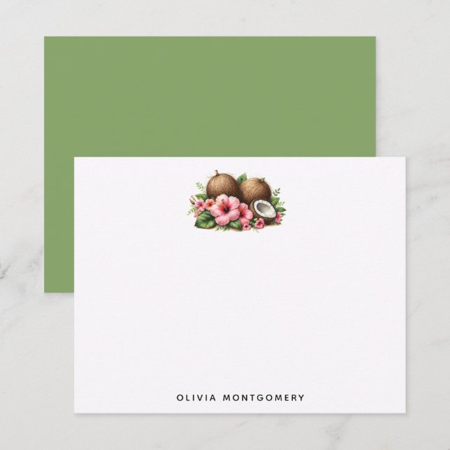 Coconuts and Hibiscus Tropical Personal Card (Front/Back)