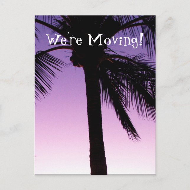 Coconuts in the Wind; Change of Address Announcement Postcard (Front)