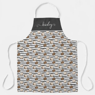Coconuts on Grunge Stripes Pattern Apron