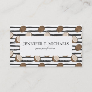 Coconuts on Grunge Stripes Pattern Business Card