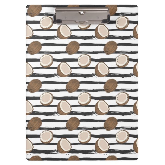 Coconuts on Grunge Stripes Pattern Clipboard (Front)