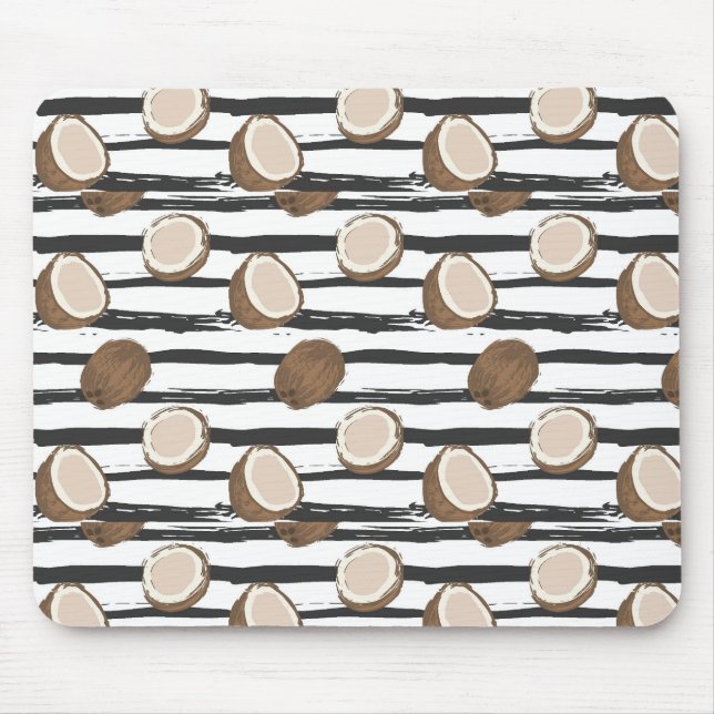 Coconuts on Grunge Stripes Pattern Mouse Pad (Front)