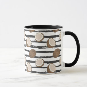 Coconuts on Grunge Stripes Pattern Mug